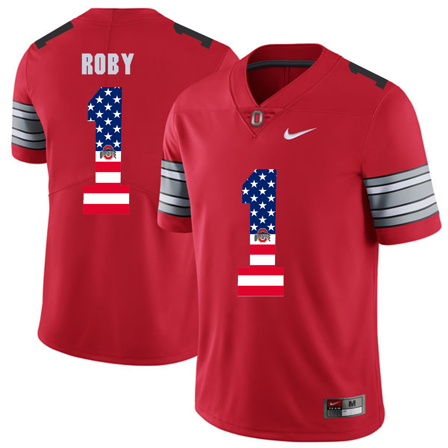 Men Ohio State #1 Roby Red Flag Customized NCAA Jerseys